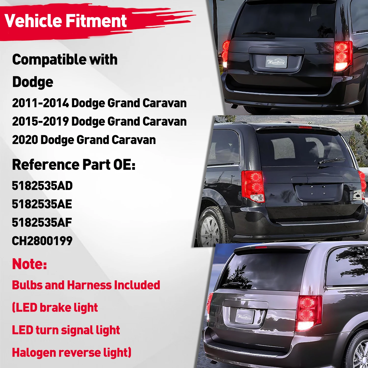 Car LED Rear Tail Light For Dodge Grand Caravan 2011-2019 Turn Signal Light Stop Brake Lamp Daytime Running CH2800199 5182535AD