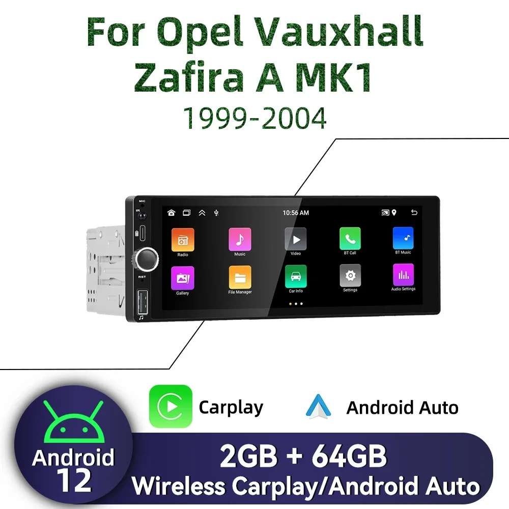 For Opel Vauxhall Zafira A MK1 1999-2004 1 Din Android Radio Carplay Android Auto 6.86