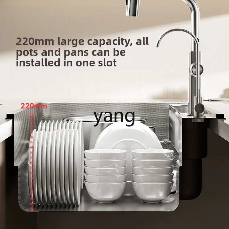 LMM large single slot household SUS304 stainless steel embossed multi-functional sink dishwasher vegetable basin