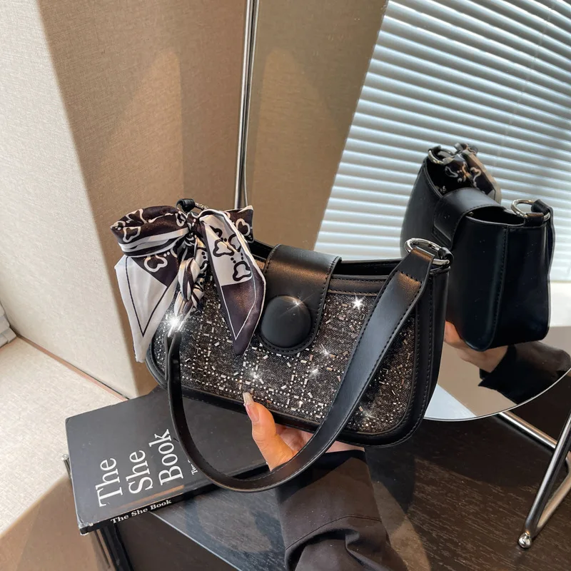 

2025 Designer Denim Shoulder Bag - Trendy Square Crossbody Purse for Women, Chic Underarm Hobo with Adjustable Strap