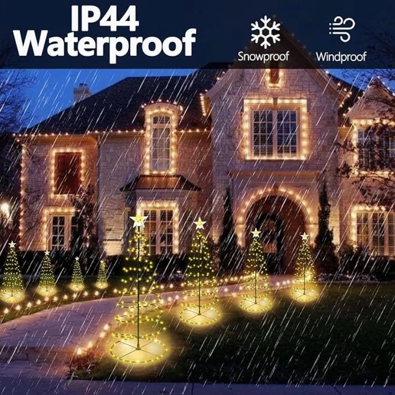 عيد الميلاد الشمسية أضواء شجرة LED في الهواء الطلق حديقة ساحة فناء الديكور لقضاء عطلة جو احتفالي زينة عيد الميلاد