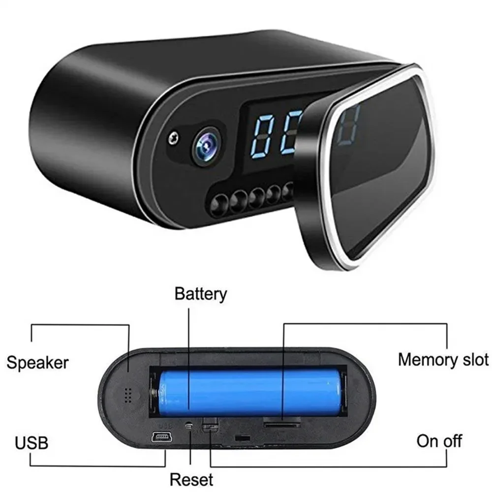 Wireless mini clock camera supports WiFi night vision IP HD 4K camera, used for home and office monitoring, nanny network cam - Image 5