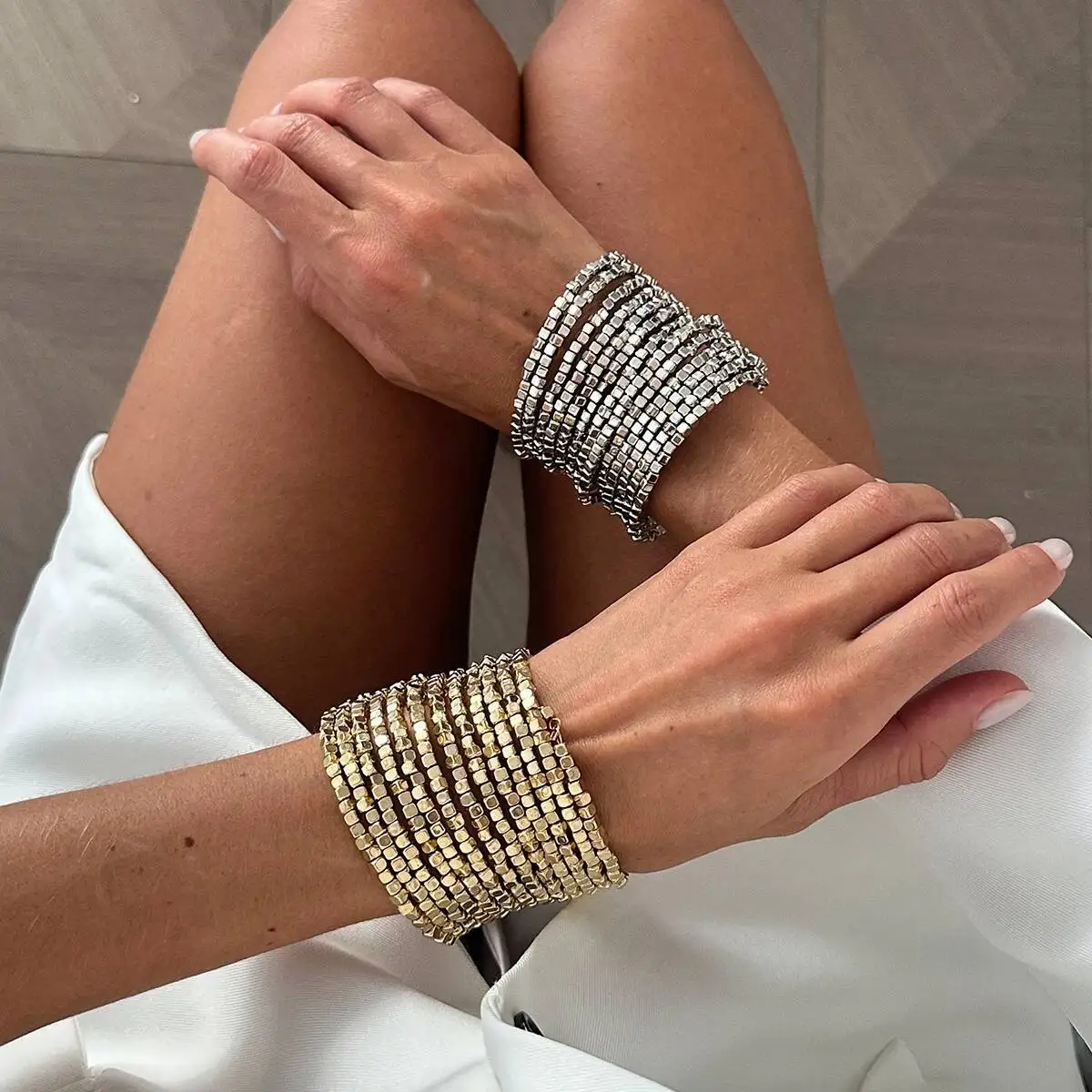 KunJoe Vintage Multi Layer Wide Bracelet for Women Punk CCB Acrylic Bead Chain Bangle Bracelet 2026 Fashion Jewelry Accessories