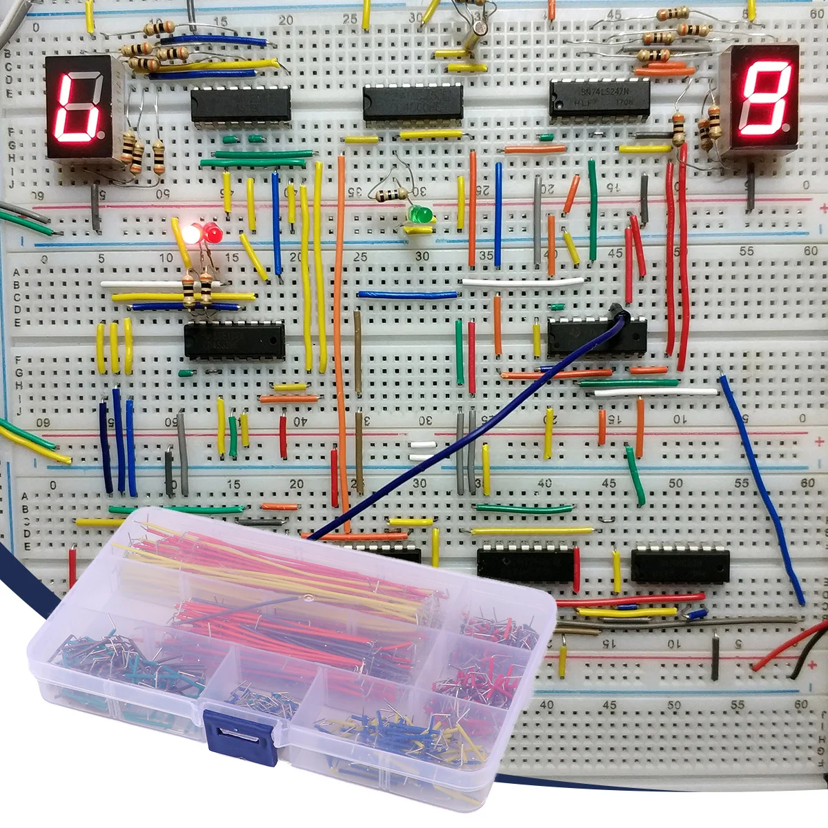 

560Pcs Breadboard Jumper Wire Kit Assorted Lengths Preformed Angled Ends Storage Box Solderless Cable for Electronics Projects