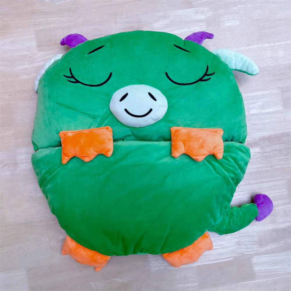 Child Cartoon Sleeping Bag Green Dragon Sleep Sack For Kids With Plush Pillow Boys Girls Birthday Gift Children\'S Bed Bag