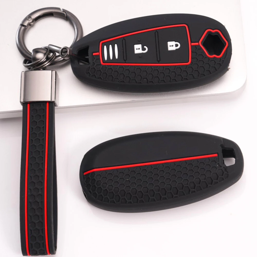 Silicone Key Cover With Keychain For Suzuki Swift Vitara SX4 Baleno Ciaz Ertiga Ignis Kizashi S-cross Alivio Precise Fit Stylish
