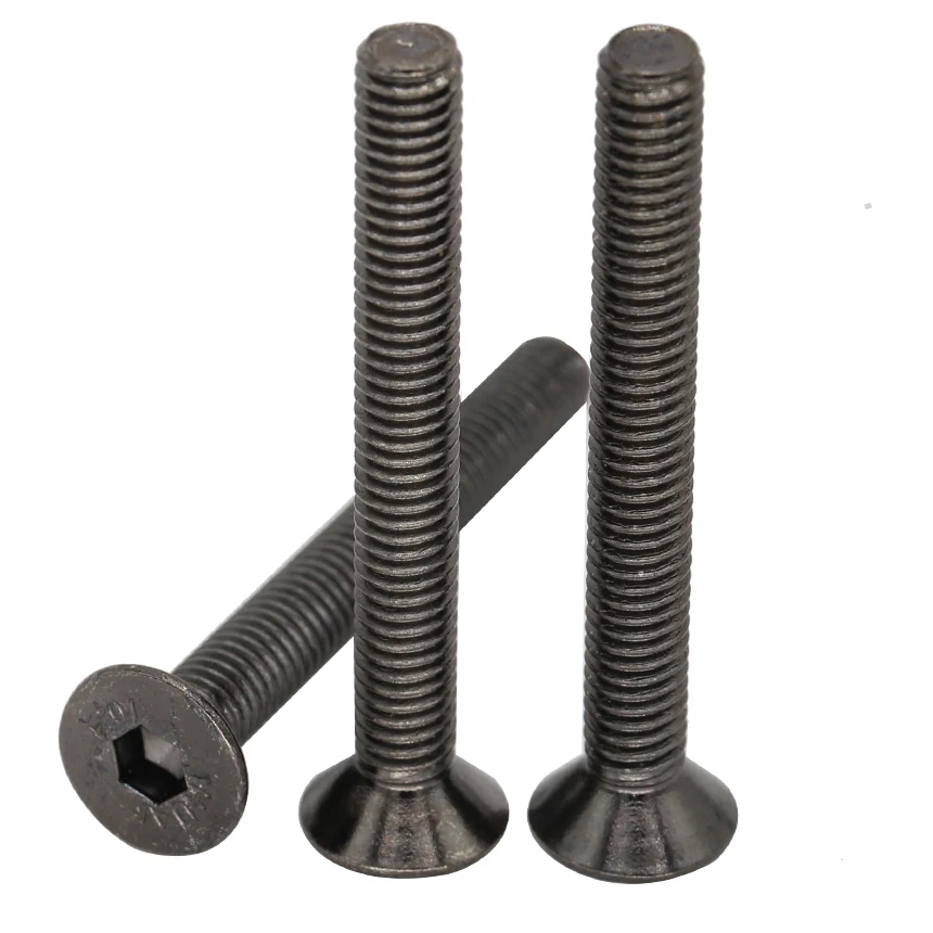 

M2 M2*4/5/6/8/10/12/14/16 10.9 Grade Bolt Black Nickel Plated Carbon Steel Flat Countersunk Head Hexagonal Socket Machine Screw