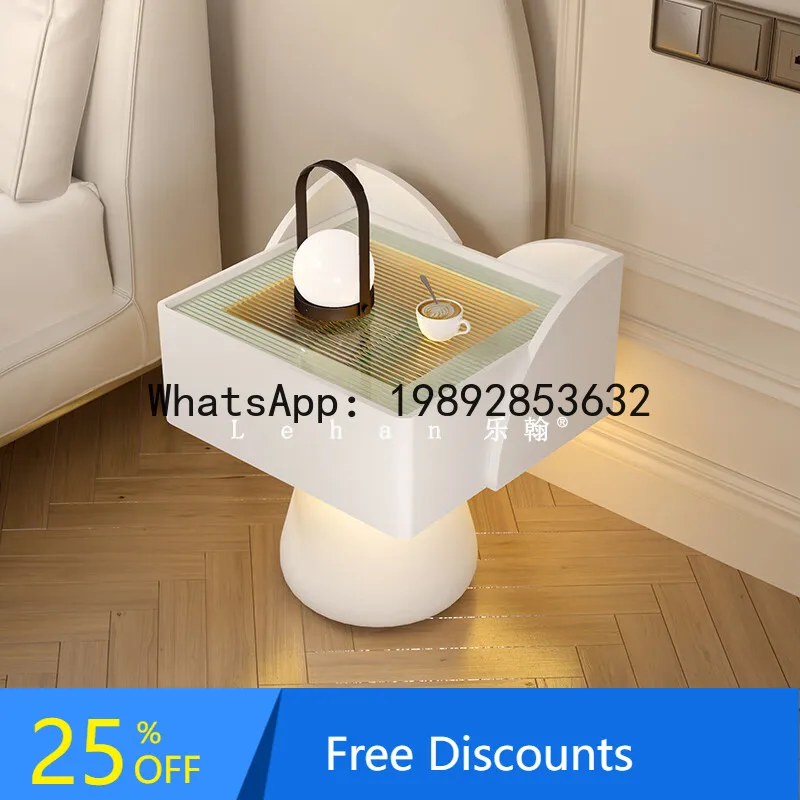 

ZK Whole House Smart Cream Style Bedside Table Solid Wood Bedroom Bedside Storage Cabinet