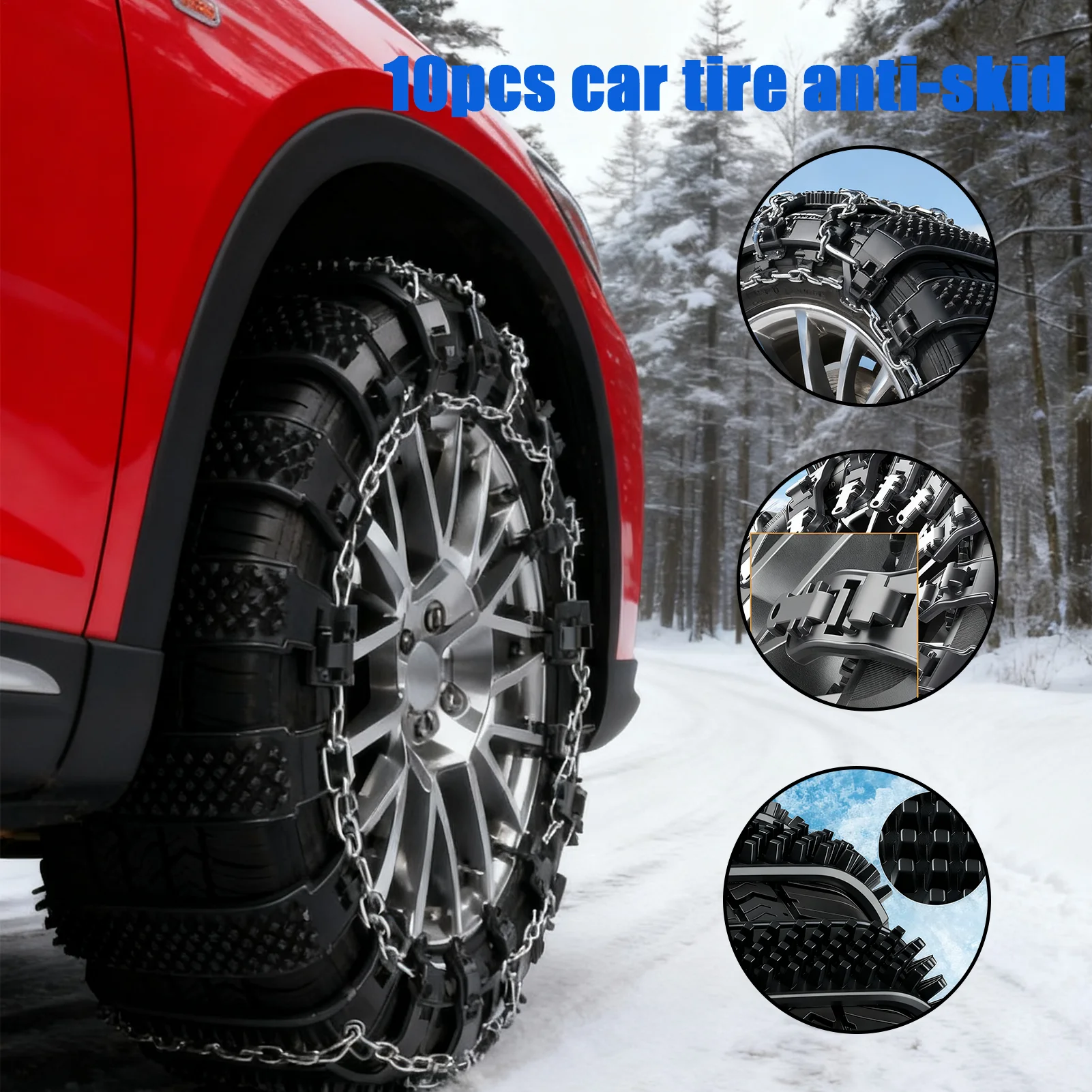 Snow Chains For Trucks 10piece Anti-Slip Adjustable Wheel Ties Belts Snow Truck Tire Chains For Ice Winter Hiking Trailer