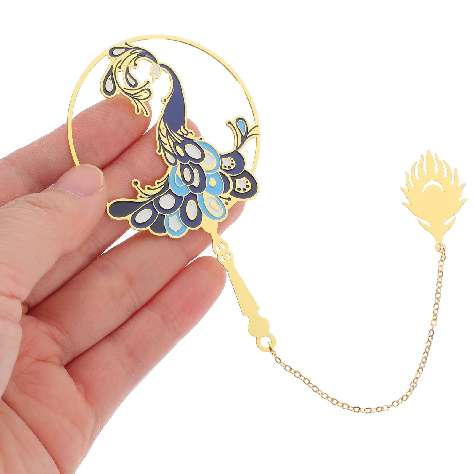 Delicate Peafowl Ornament Bookmark Exquisite Copper Page-Marker with Vivid Design Bookmark Decor for Book Club