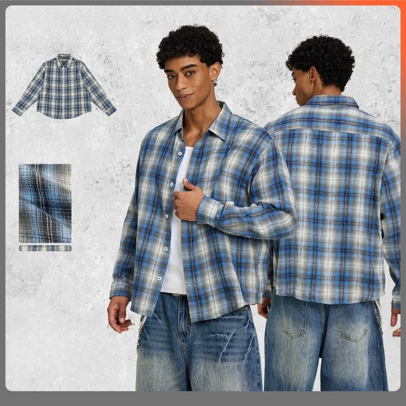 

Мужская свободная клетчатая рубашка с длинными рукавами, высококачественная мужская верхняя одежда в осеннем стиле, модная и универсальная