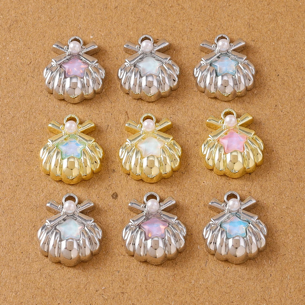 

5pcs 18x15mm Crystal Pearl Shell Charms Pendants for Jewelry Making Necklace Earrings Bracelet DIY Handmade Accessories Supplies