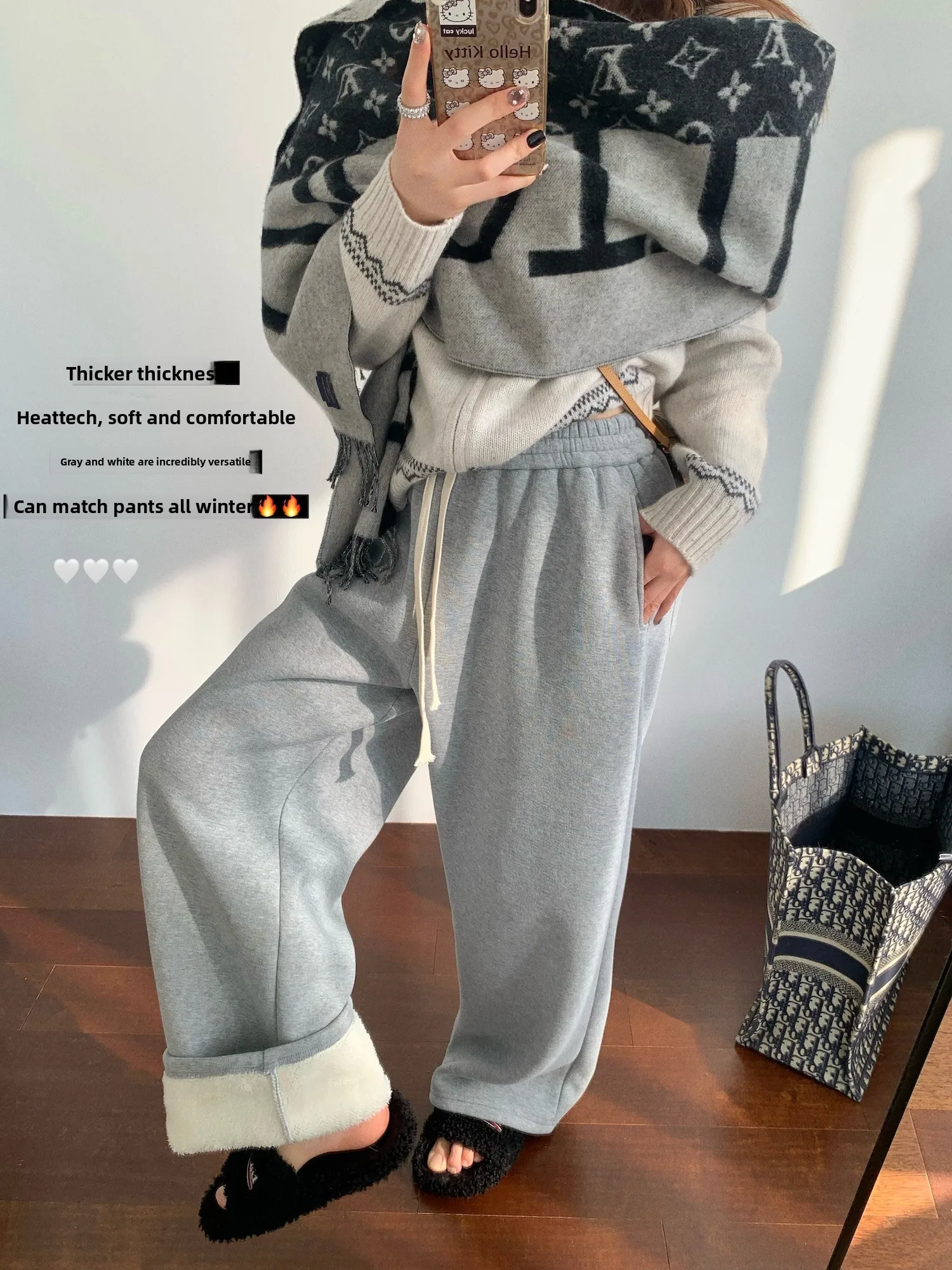 

Мягкие широкие брюки Linzi Thiened из флиса с высокой талией, теплые повседневные брюки, два цвета, с эффектом похудения, зимние брюки для отдыха