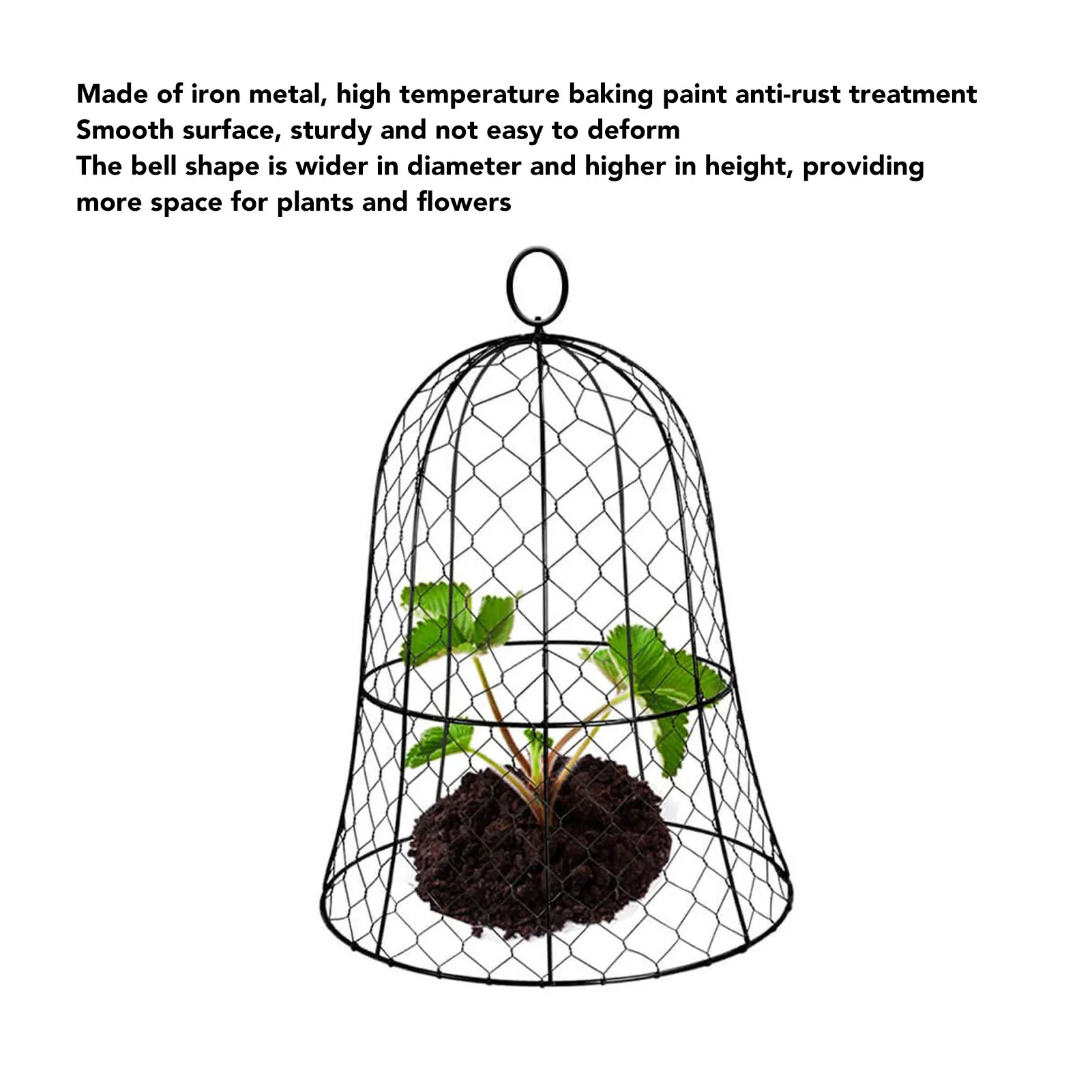 أسود قوي شبكة حديقة الدجاج سلك قاء زجاجي حامي النبات قاء زجاجي غطاء للمزرعة 10 عبوات مستقرة سميكة البناء الحديد #4