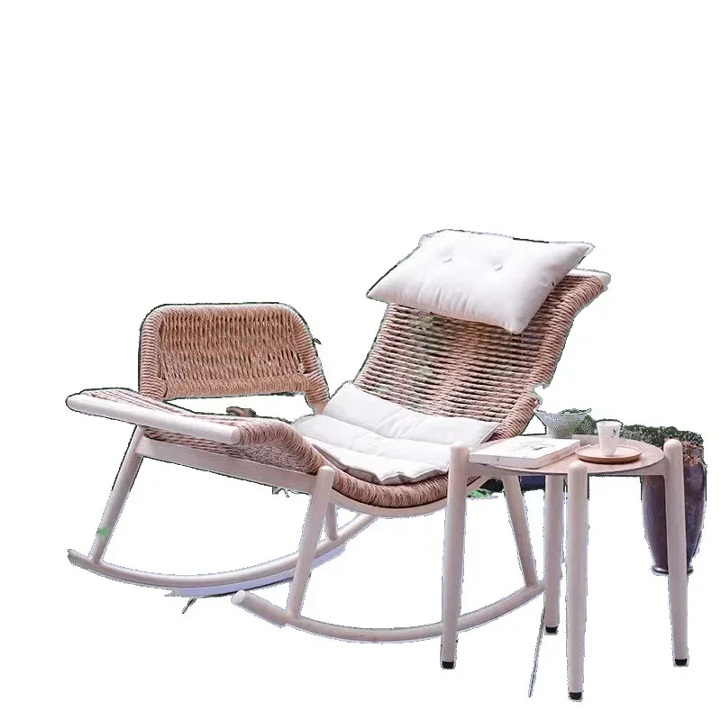 Outdoor rocking chair recliner adult home living room lazy sofa  balcony single rattan  courtyard retro rocking
