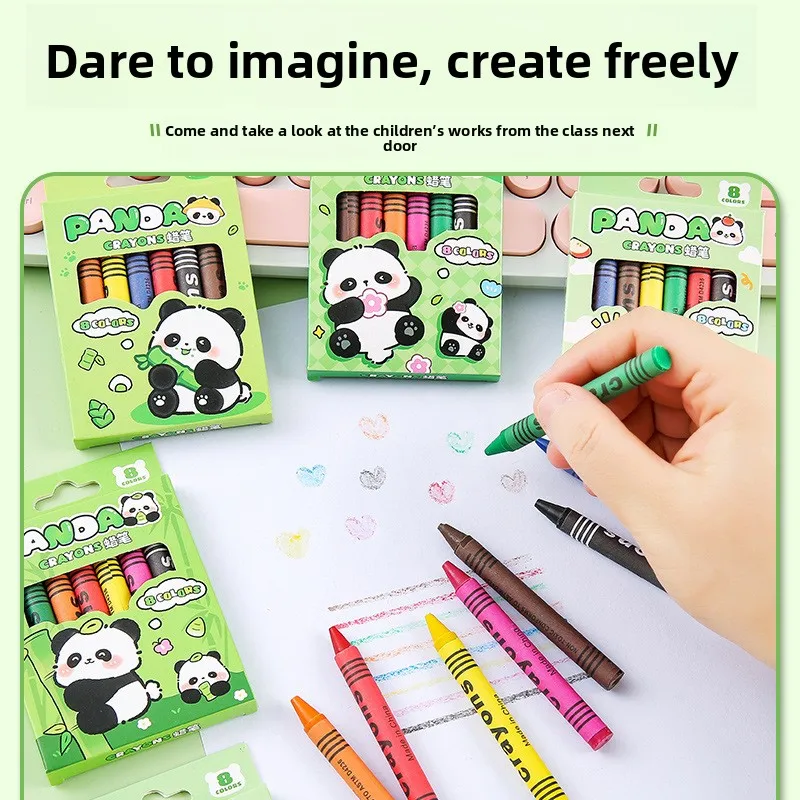 2 Sets Student Stationery Panda Crayon Set Color Children Coloring Graffiti Crayon Art Brush Student Prize
