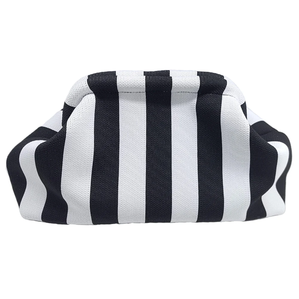 

Women Knit Stripe Purse Contrast Crochet Handbag Knitting Dumpling Clutch Summer Beach Clutch Bag Cloud Casual Colorblock Bags