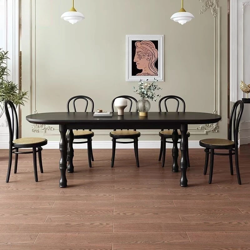 Second-hand solid wood dining table, small household semi-circular oval solid wood wall dining table