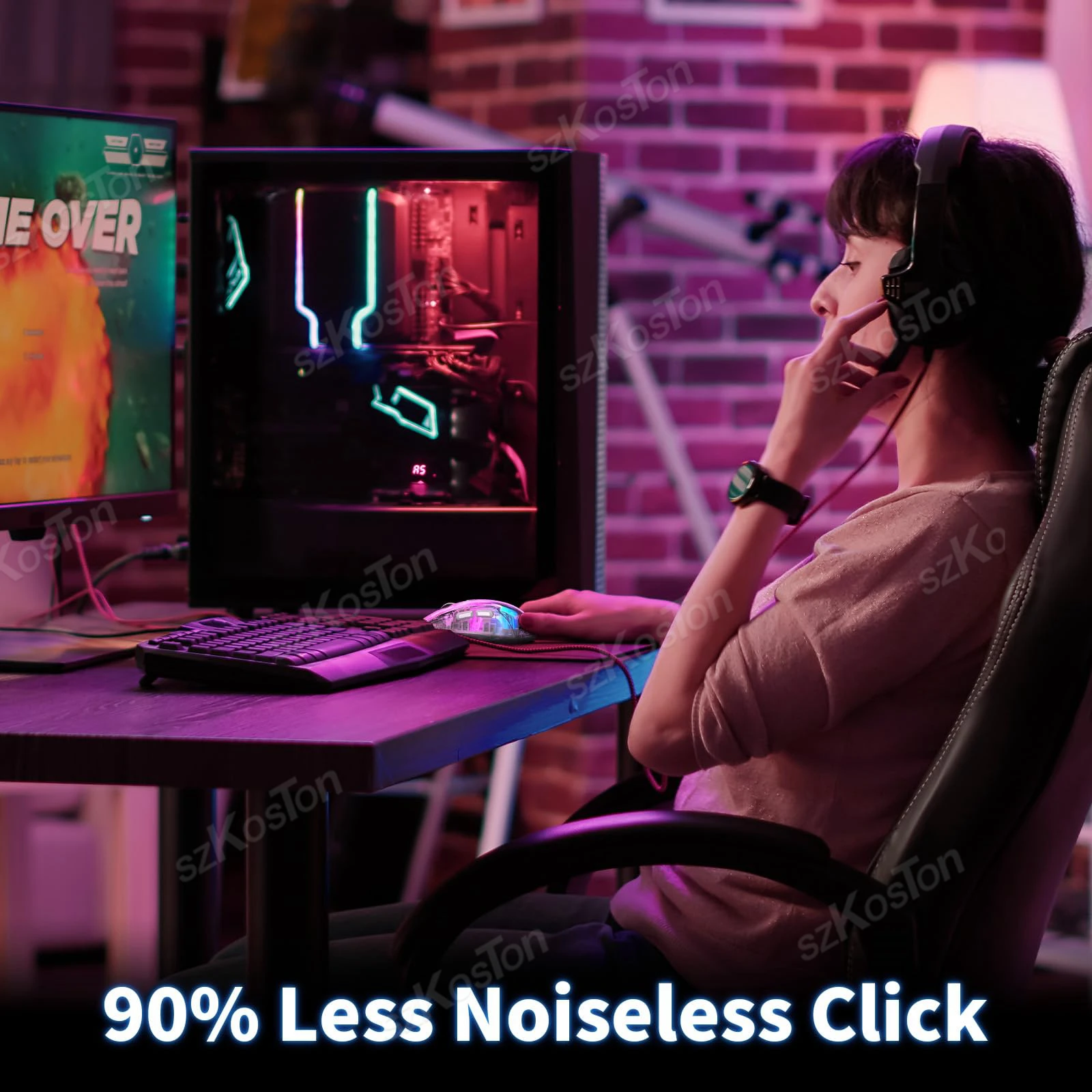 Bezprzewodowa mysz do gier Bluetooth 2.4G/USB-C 3 tryby ładowania światła RGB przezroczyste myszy ergonomiczna mysz do laptopa PC Mac