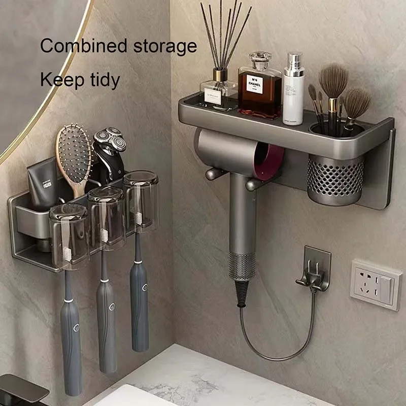 Tooth Brush Holder Wall Mounted Toothpaste Dispenser Aluminium Brushes Storage Bathroom Accessories House Organizer Towel Holder