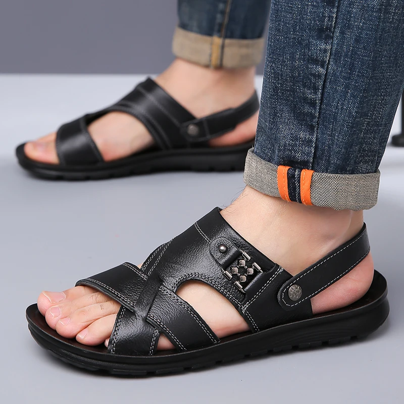

Large Size Summer Men Hollow Out Breathable Anti Slip Soft Sole Casual Dual-use Sandals Outdoor Simple Elegant Beach Shoes