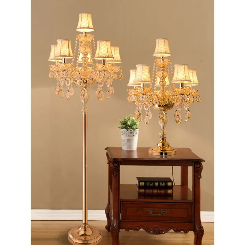 

European Luxury Crystal Floor Lamp High-end Creative Hotel Wedding Lamp Sofa American Room Decoration Light Floor Lamp LED