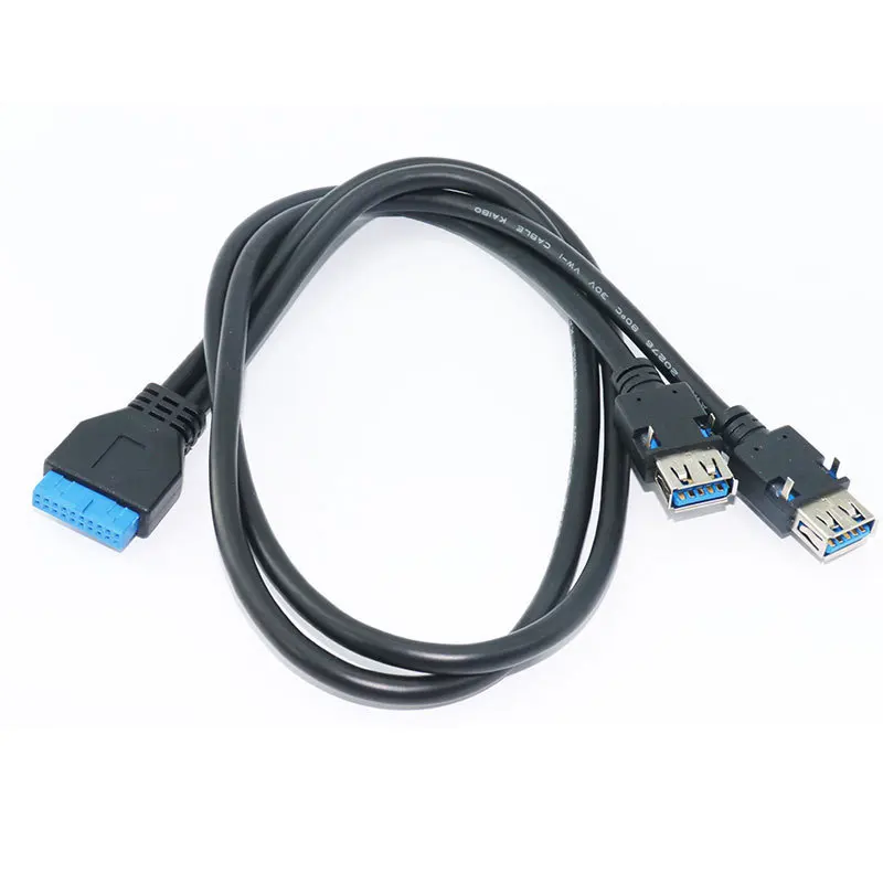 PCI to USB3.0 Converter Cable Computer PC Back Panel Data Cord Connector High Speed 20PIN to Dual Port USB Hub with Fix Foot