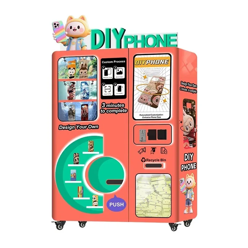 Auto-Clean DIY Mobile Phone Case Vending Machine 42-inch Touchscreen Display 5G 24/7 Online Support UV Printer Multiple Payment