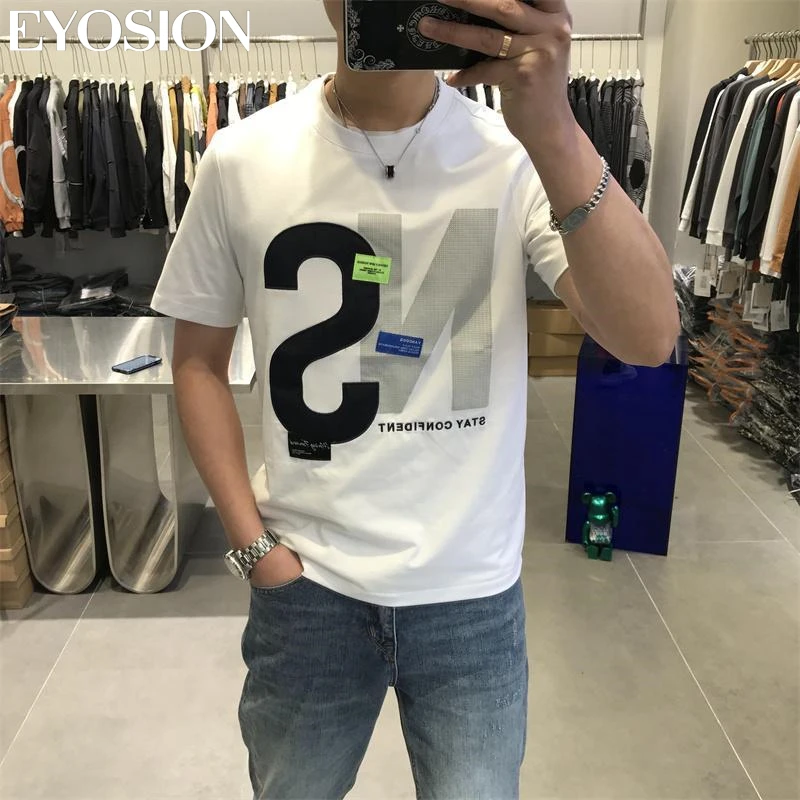 Summer New Men\'s T-shirt Letter Printing Cotton Round Neck  Loose Fashion Male Short Sleeve Tee Plus Size 5XL Tees Tops Clothes