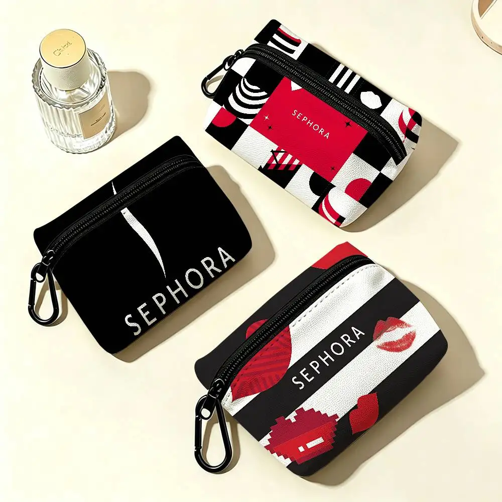 Beauty Retailer S-Sephora Waterproof Oxford Cloth Zipper Wallet Portable Hanging Small Coin Purse For Travel