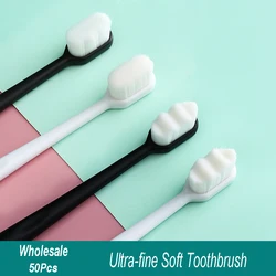 Wholesale 50Pcs Ultra-fine Wave Toothbrush Micro Soft Wave Million Nano Bristle Adult Bamboo Teeth Brush Oral Hygiene Care Tools