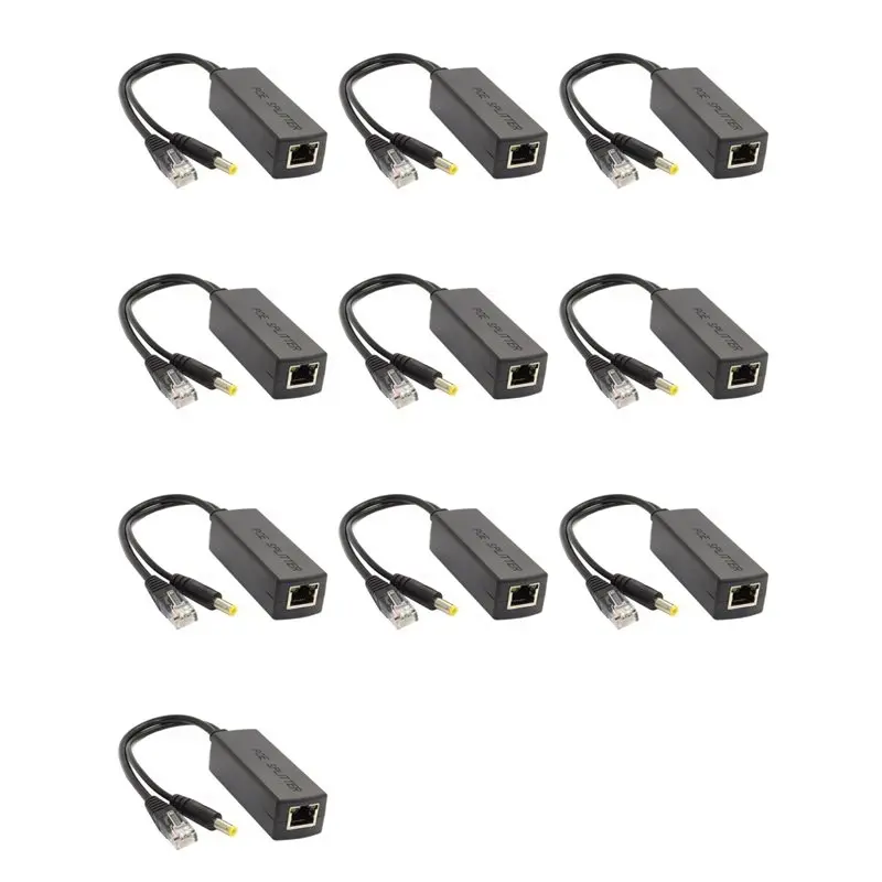 

Exquisite-10X Gigabit Mini Poe Splitter 10/100Mbps POE Splitter DC Output 12V Power Over Ethernet IEEE 802.3Af For IP Came Black