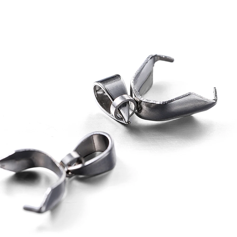 20pcs 13.5mm-19mm Stainless Steel Pendant Clasps Pinch Clip Bail Hooks Connector Necklace For DIY Jewelry Making Findings