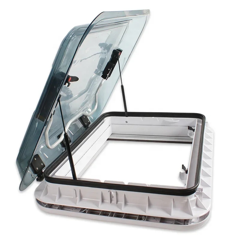 OEM RV Accessories 700*500mm RV Caravan Skylight With 12V LED Light Aluminum Frame Roof Window