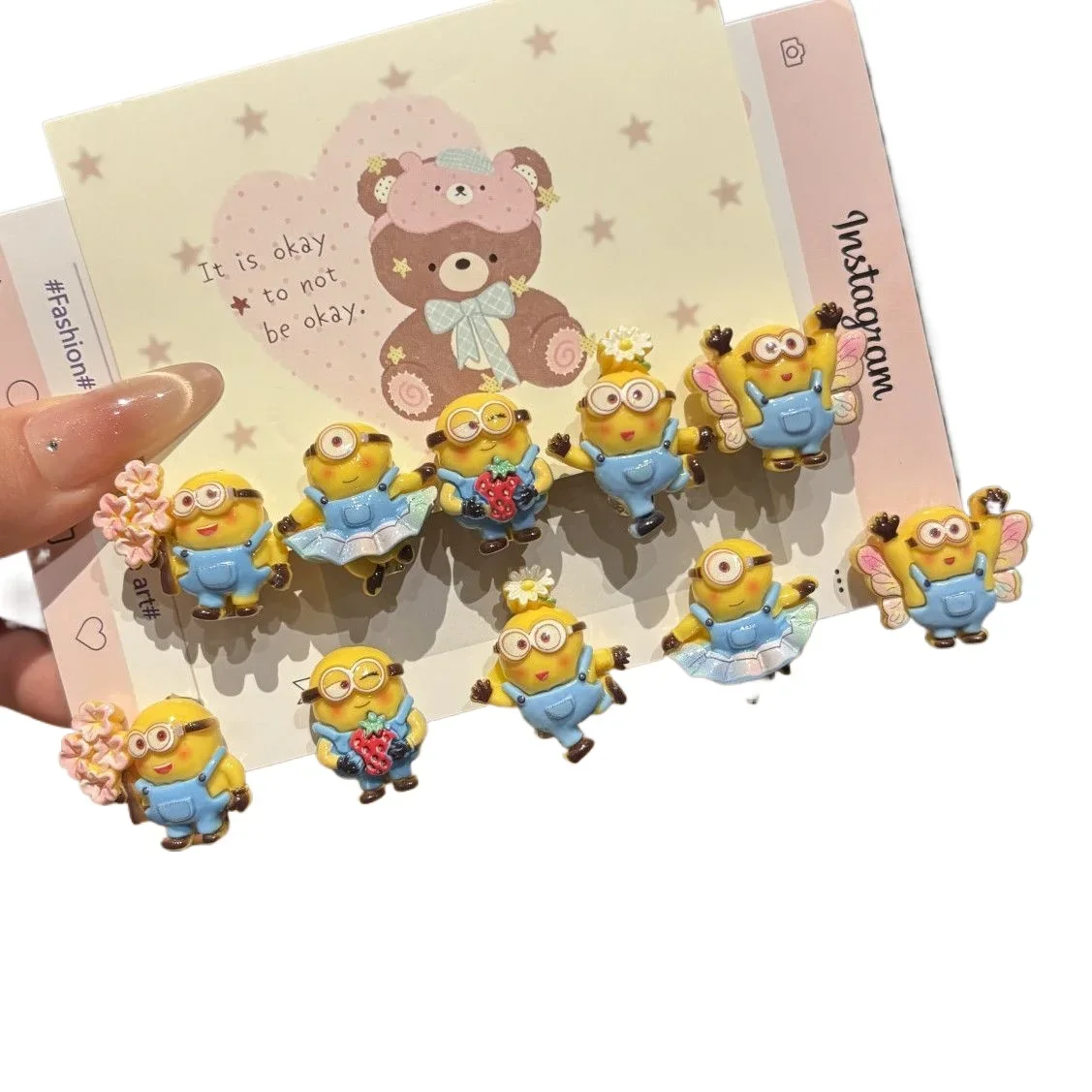 5pcs/10pcs Cute Resin Minions DespicableHair Clips for Girls, Sweet Yellow Bath Toy Inspired Set for Daily Hairstyles