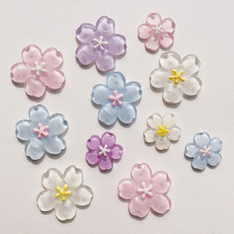 30pcs Transparent Flower Flat Back Resin Cabochons Acrylic Patch DIY Phone Case Hair Clip Diy Jewelry Crafts  Accessories