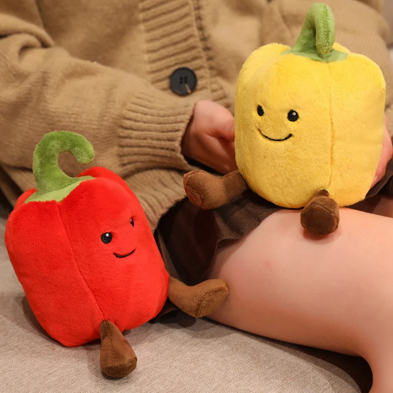 15cm cor pimenta travesseiro de pelúcia comida de pelúcia plushie amarelo verde vermelho almofada rosto sorridente com pernas decoração presente
