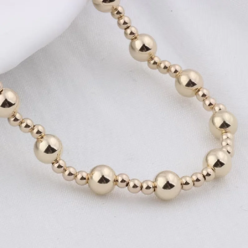 No Fade No Rust 14K Gold Filled 2.5:5mm Seamless Ball Beads Handmade Stretch Bracelets For