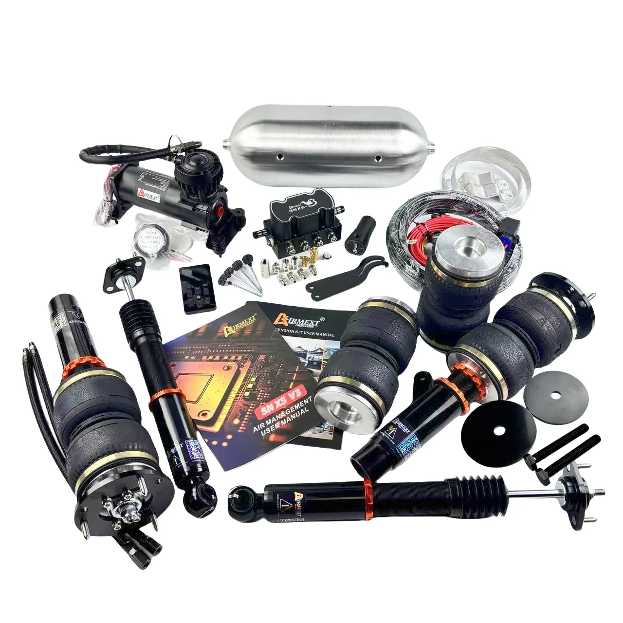 AIRMEXT®/ F-SNX5-T Air suspension FULL KIT/whole kits/AIRRIDE/airlift/pneumatics/ air spring coilover assembly/air management