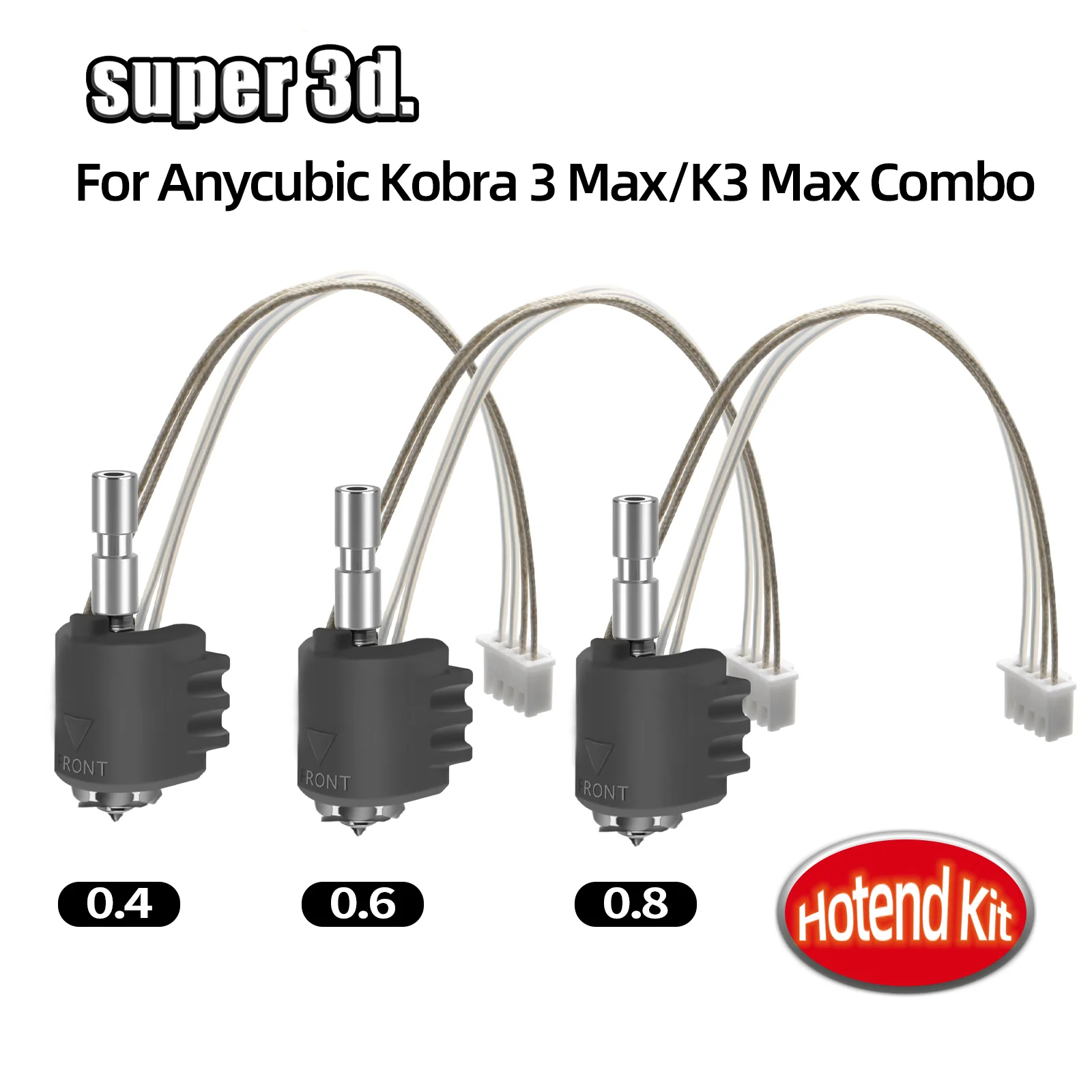 

Для Anycubic Kobra 3 Max сопло Hotend Kobra 3 Max Combo быстросменное сопло из закаленной стали 0,4 0,6 0,8 мм Kobra 3 Max аксессуары