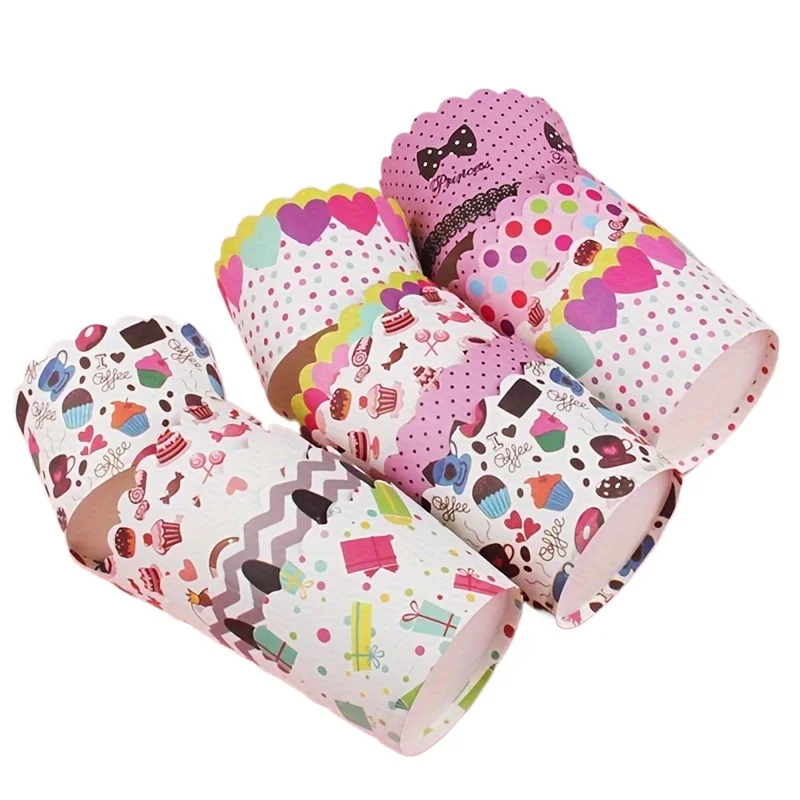 

50PCS Colorful Pattern Disposable Paper Muffin Cups, Cupcake Liners, and Molds for Baking Tools and Kitchen Gadgets