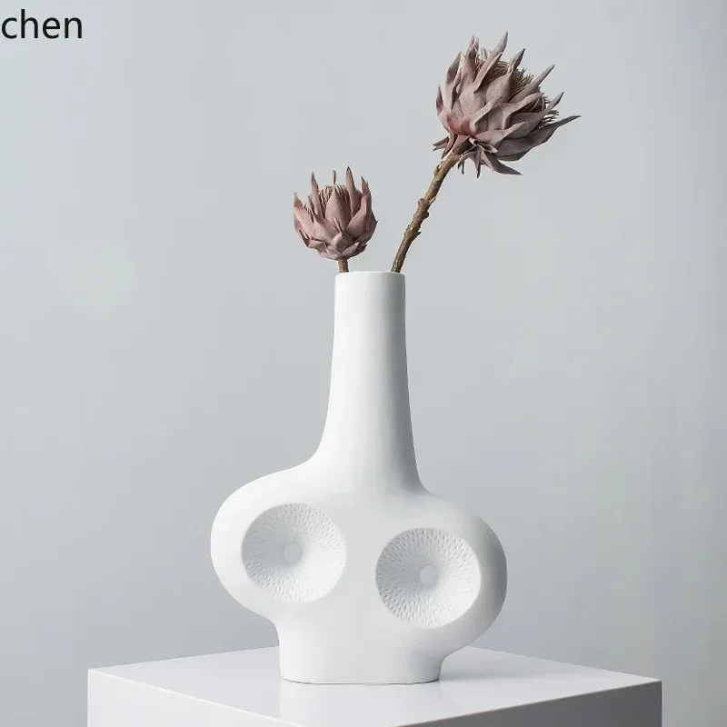 B6  Modern Minimalist Geometric Abstract Ceramic Vase Nordic Living Room Dining Table TV Cabinet Home  Creative Ornament