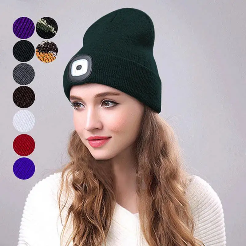 Winter Hat Lighted Suitable For Men And Women 4 Led Lights Perfect For Outdoor Activities Warm And Stylish Led Beanie Cap Warm