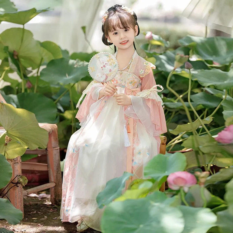 

Cute Baby Chinese Traditional Hanfu Girls Pink Princess Dresses Kids Party Birthday Gift Folk Dance Dress Fairy Costume Cosplay