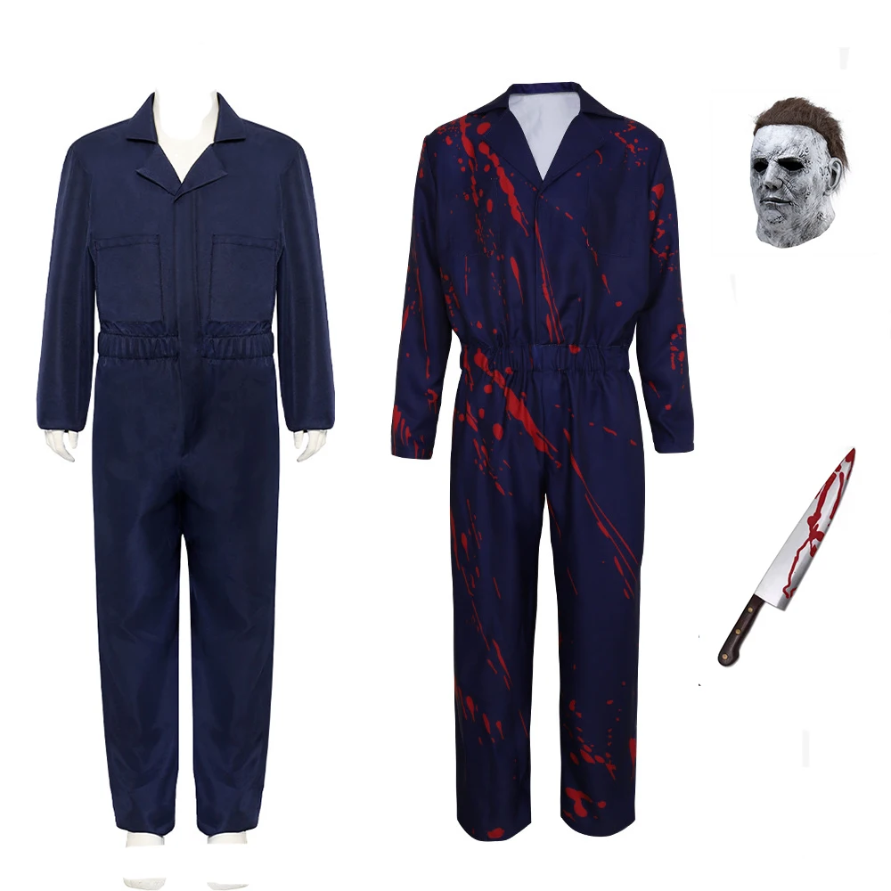 

Halloween Michael Myers Adult Costume Mask Cosplay Jumpsuit Outfits Horror Bloody Killer Carnival Party Costume For Men