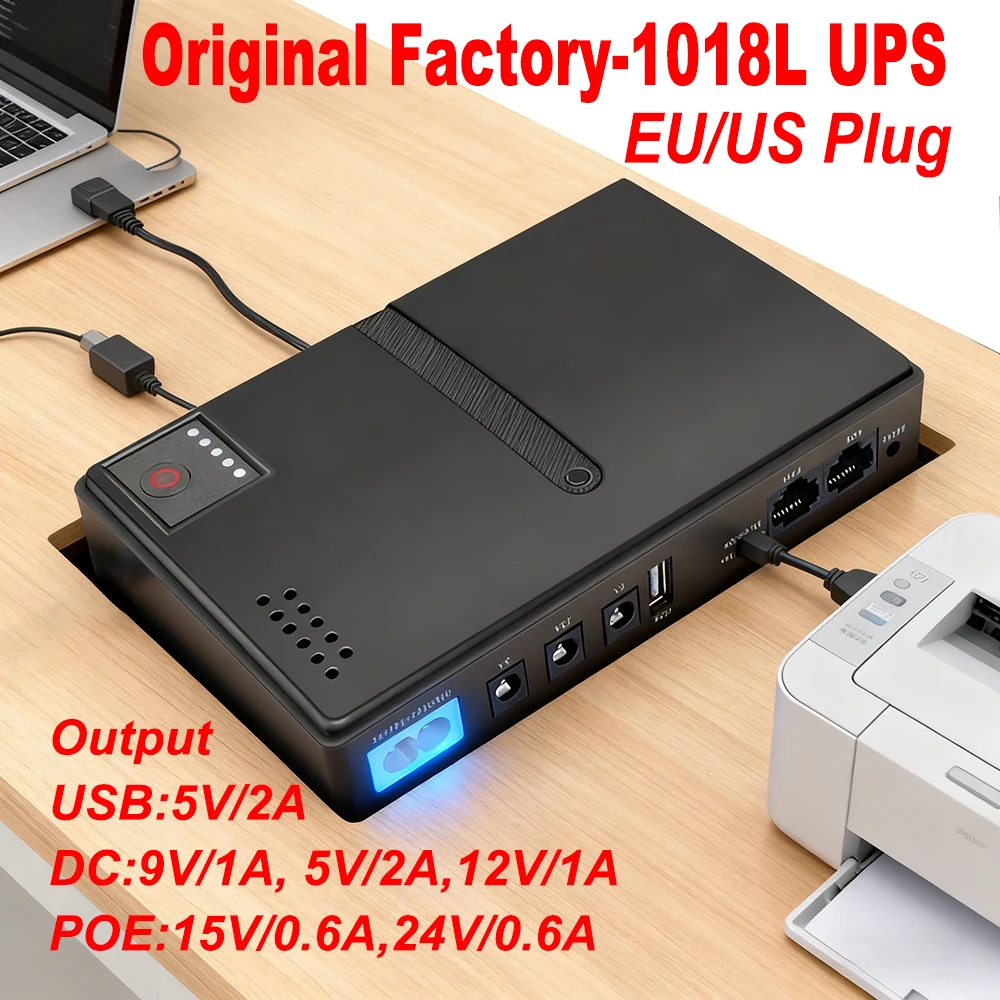 5V/9V/12V/15V/24V Uninterruptible Power Supply DC 1018L 18W Mini Portable AC85-265V UPS Backup Power Adapter UPS for WiFi Router