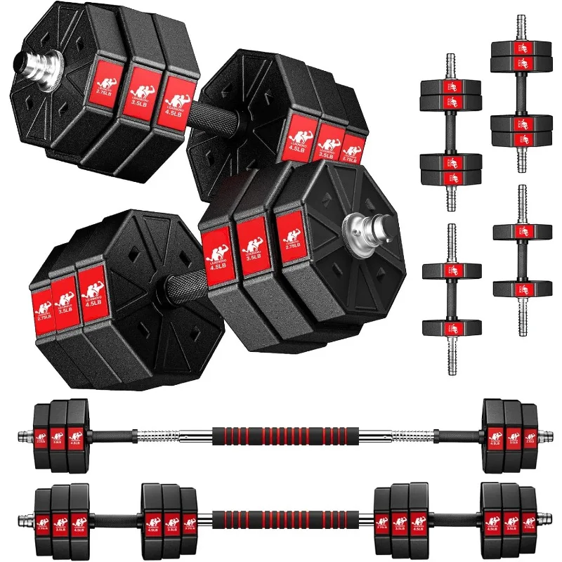 

Adjustable Weights Dumbbells Set, 44Lbs 66Lbs 88Lbs 3 in 1 Adjustable Weights Dumbbells Barbell Set, Home Fitness Weight Set