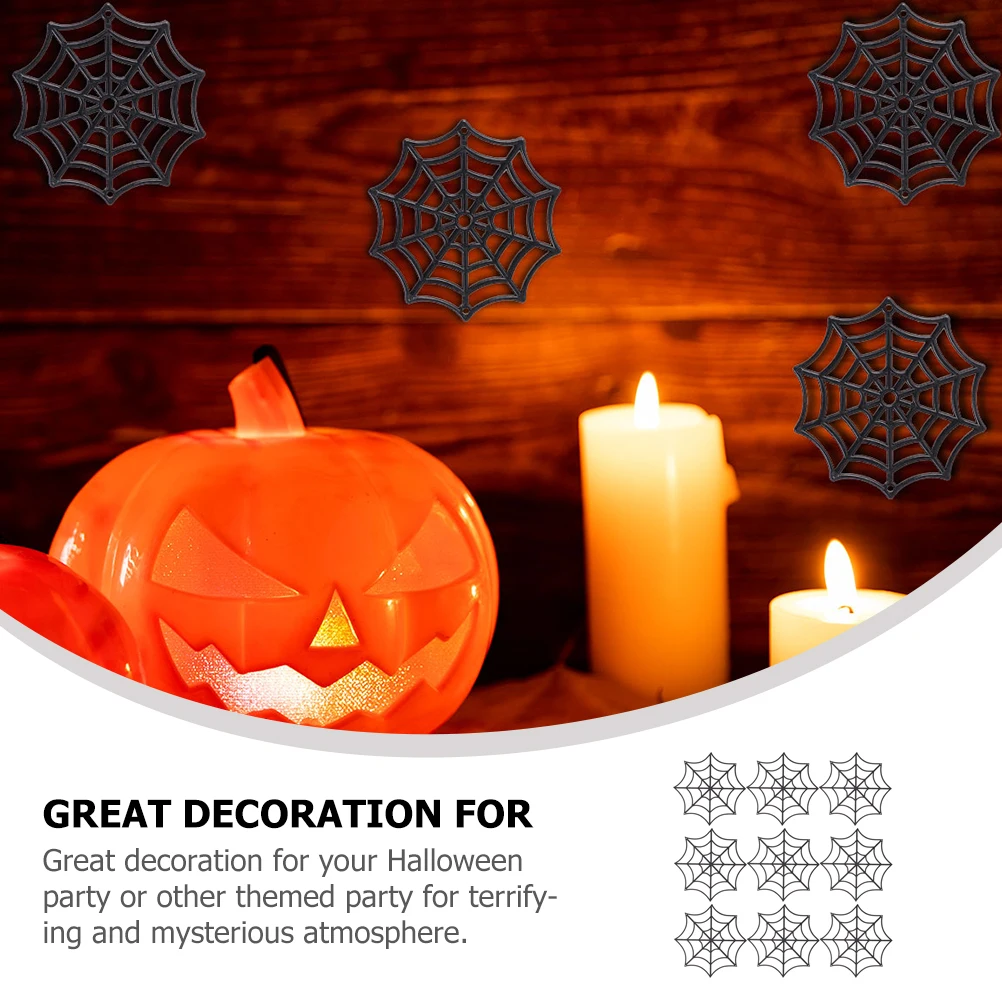 

10 Pcs 20cm Black Plastic Decoration Halloween Party Haunted House Home Decorative Props Cobweb Pendant For Wall