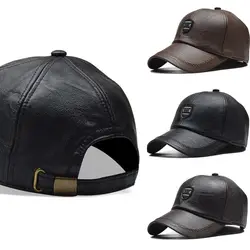 Fashion Outdoor Sports Leather Baseball Caps Autumn Winter Adjustable Plush Warm Caps Dad Hats Men Women