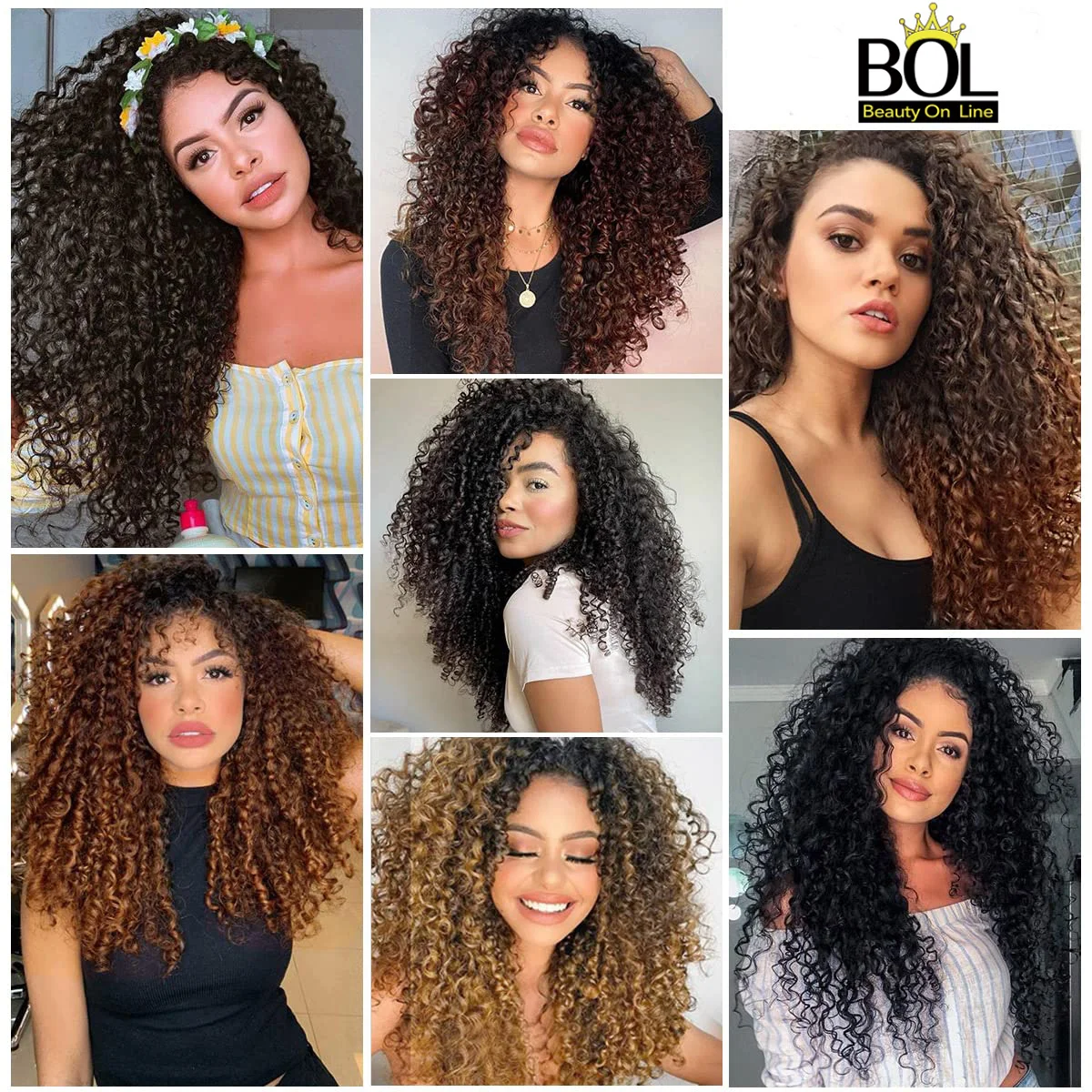 BOL Synthetic Kinky Curly Clip In Hair Extension 7pcs 16 Clips 26inch 140g Double Welf Kinky Curly Synthetic HairPiece For Women